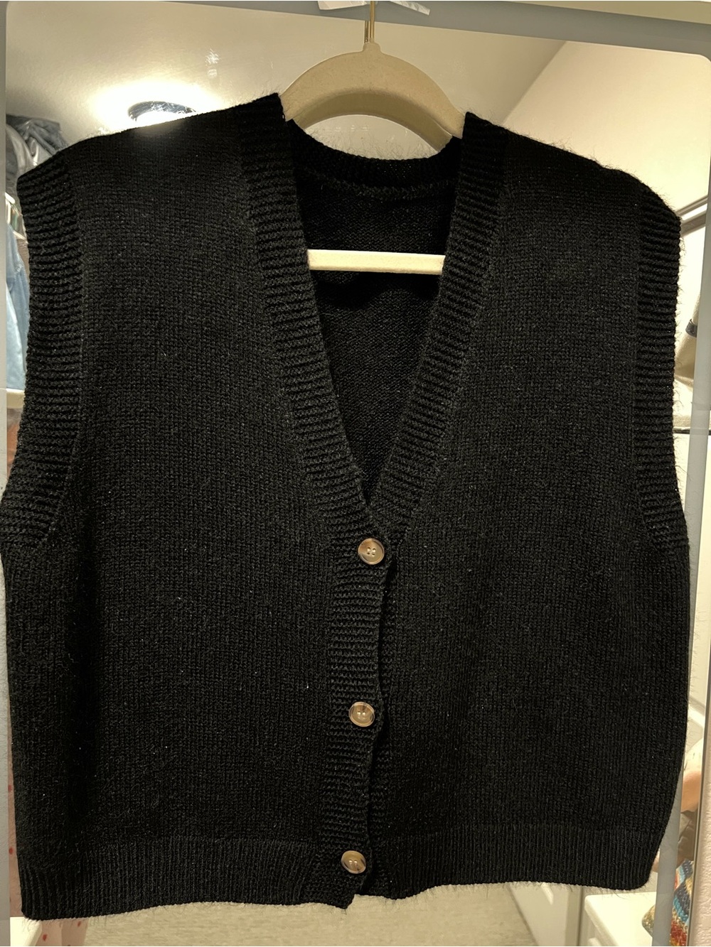 Black Knit Vest Top